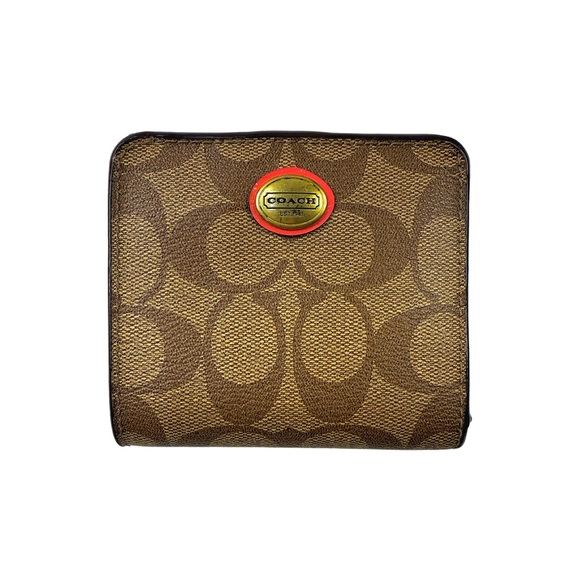 Coach Handbags - Coach Tan and Brown Signature Wallet w/ Pink Interior & Accents